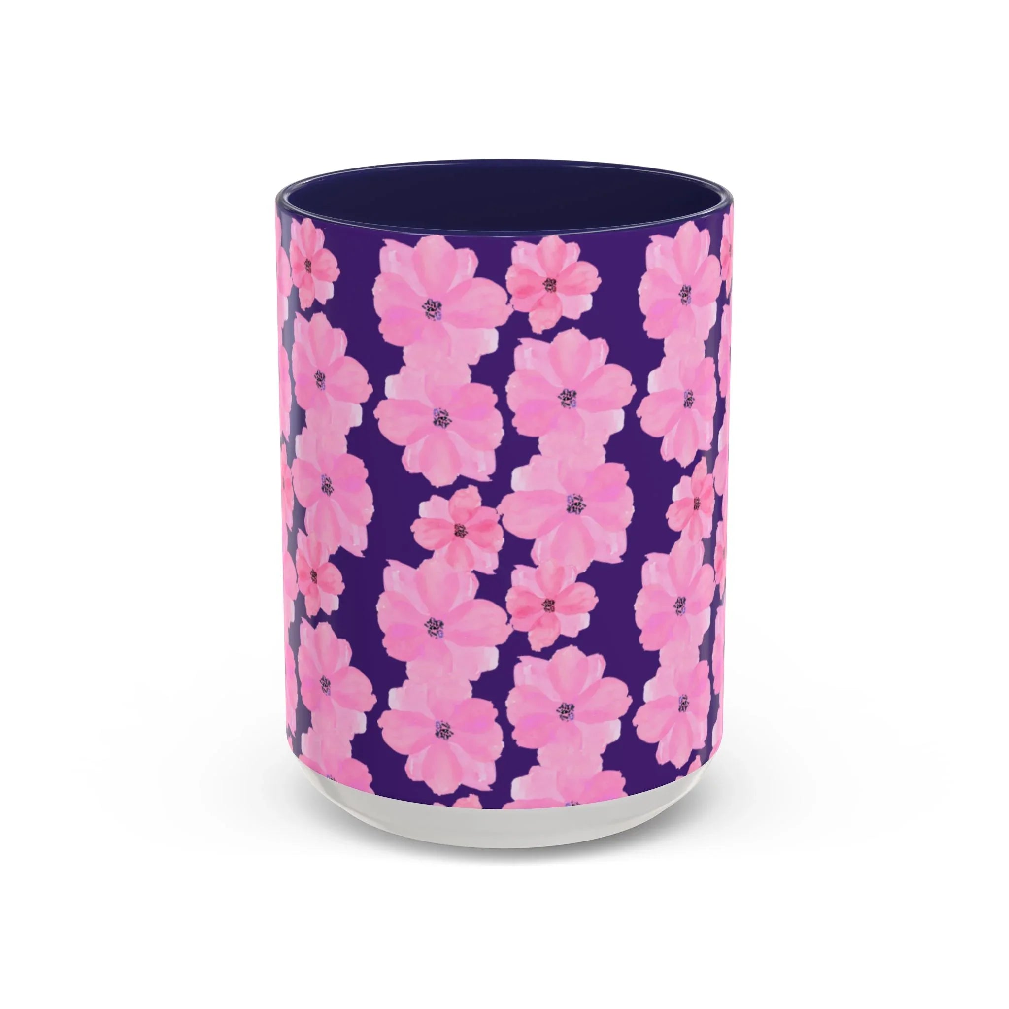Chic Floral Coffee Mug - Pink Blossoms on Dark Background - RizQ Life 