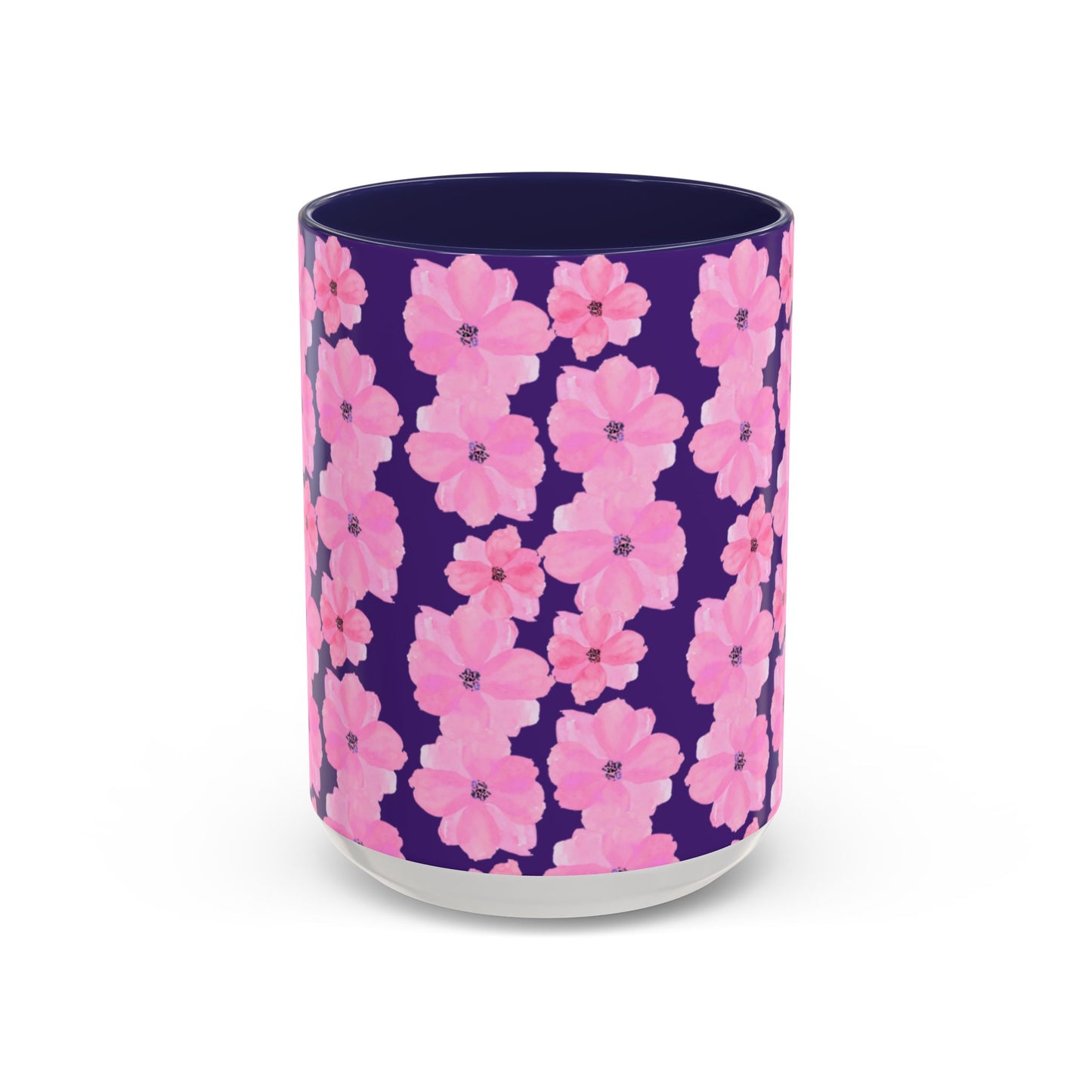 Chic Floral Coffee Mug - Pink Blossoms on Dark Background