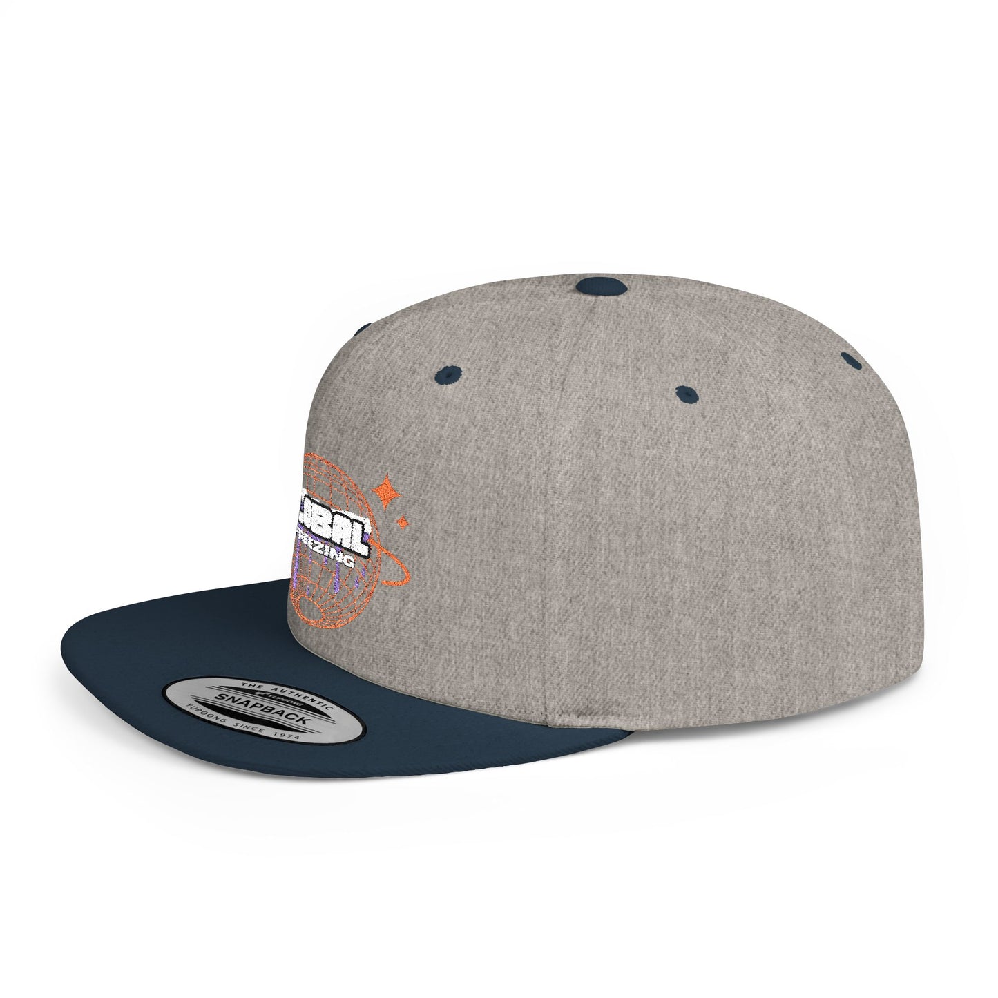 Casquette Snapback Global – casquette élégante à six panneaux ajustable pour hommes et femmes. Respirante, brodée et idéale comme cadeau ou pour un usage quotidien.