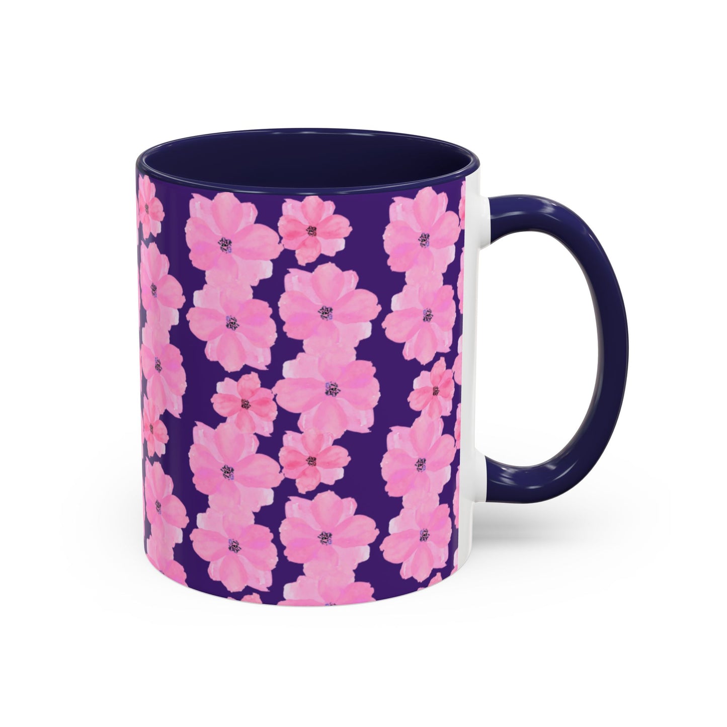 Chic Floral Coffee Mug - Pink Blossoms on Dark Background