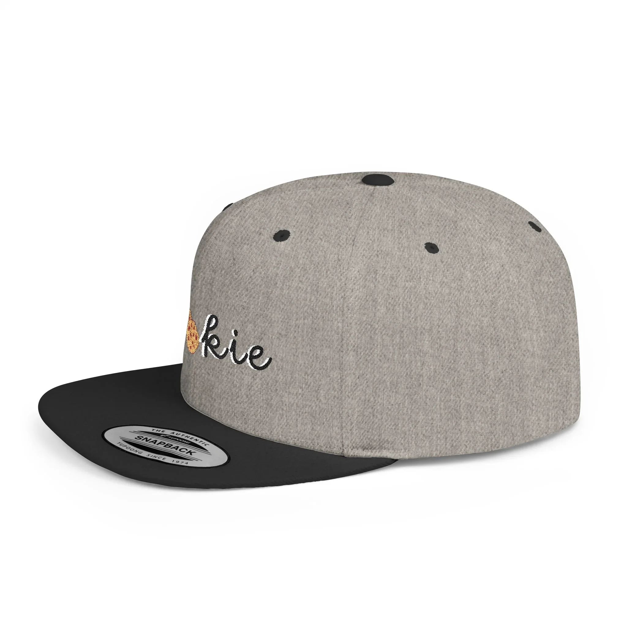 Trendy Cookie Flat Bill Snapback Cap – Adjustable, stylish hat for cookie lovers. Perfect gift for adults, birthdays, holidays, and streetwear fashion. - RizQ Life 