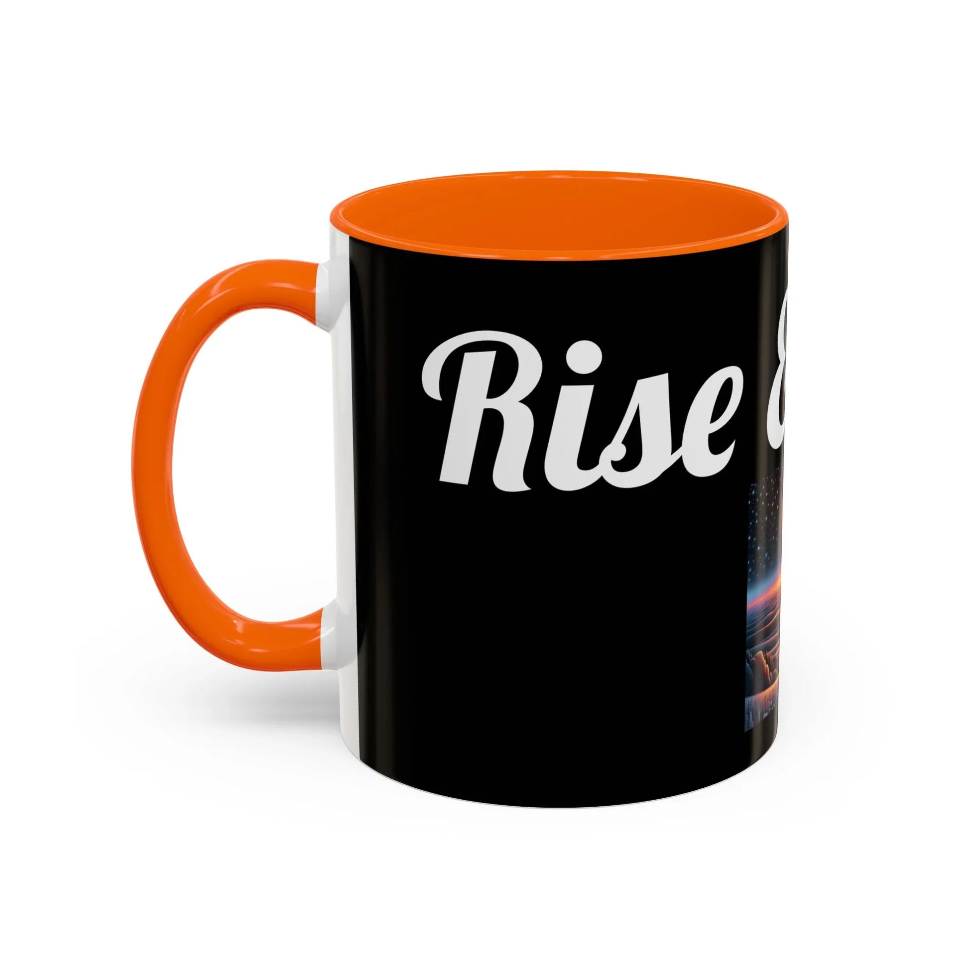 Rise & Shine Accent Coffee Mug - Motivational Black Mug for Morning Boost - RizQ Life 