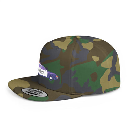 Police Car Snapback Cap – adjustable streetwear hat for adults, perfect car enthusiast gift and urban fashion accessory.
