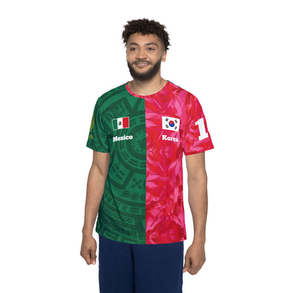 Mexico vs Korea Split-Flag Soccer Jersey — Custom Name & Number