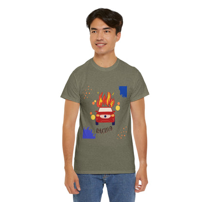 Unisex Racing Graphic T-Shirt – Heavy Cotton Car Racing Tee for Men & Women, Casual Motorsport Fan Shirt, Short Sleeve Top, Sizes S-5XL