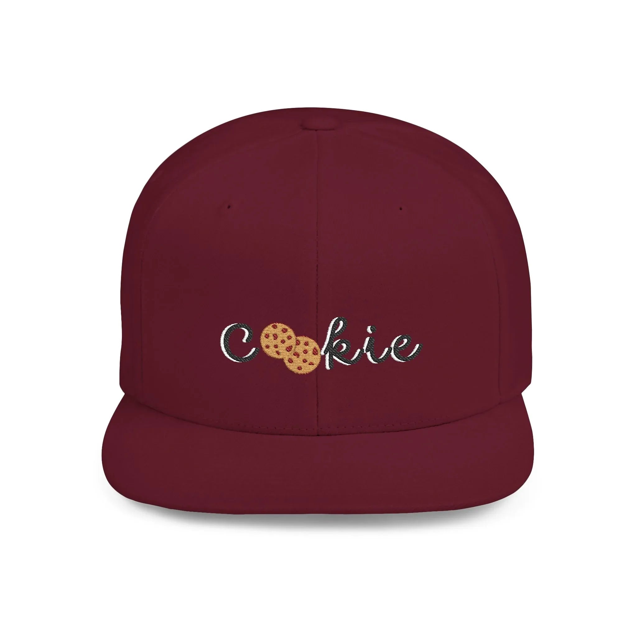 Trendy Cookie Flat Bill Snapback Cap – Adjustable, stylish hat for cookie lovers. Perfect gift for adults, birthdays, holidays, and streetwear fashion. - RizQ Life 