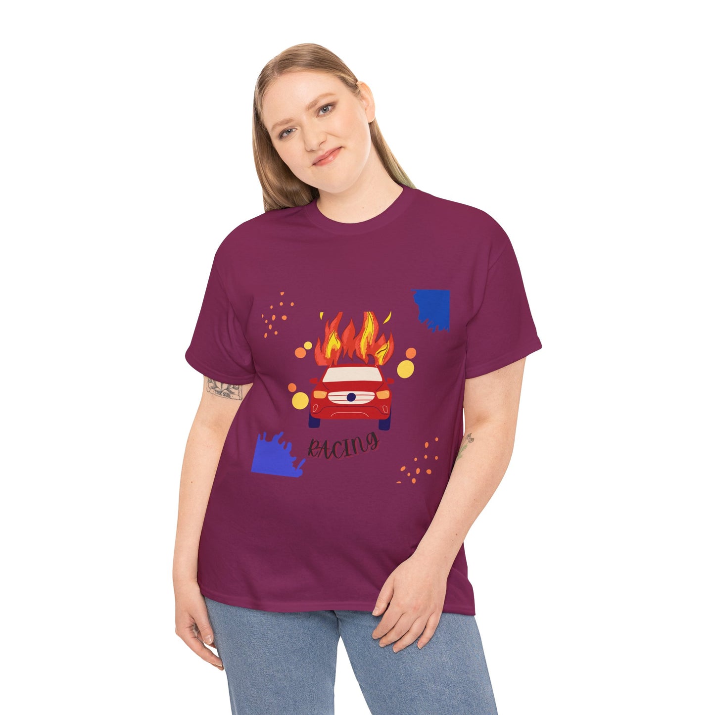 Unisex Racing Graphic T-Shirt – Heavy Cotton Car Racing Tee for Men & Women, Casual Motorsport Fan Shirt, Short Sleeve Top, Sizes S-5XL