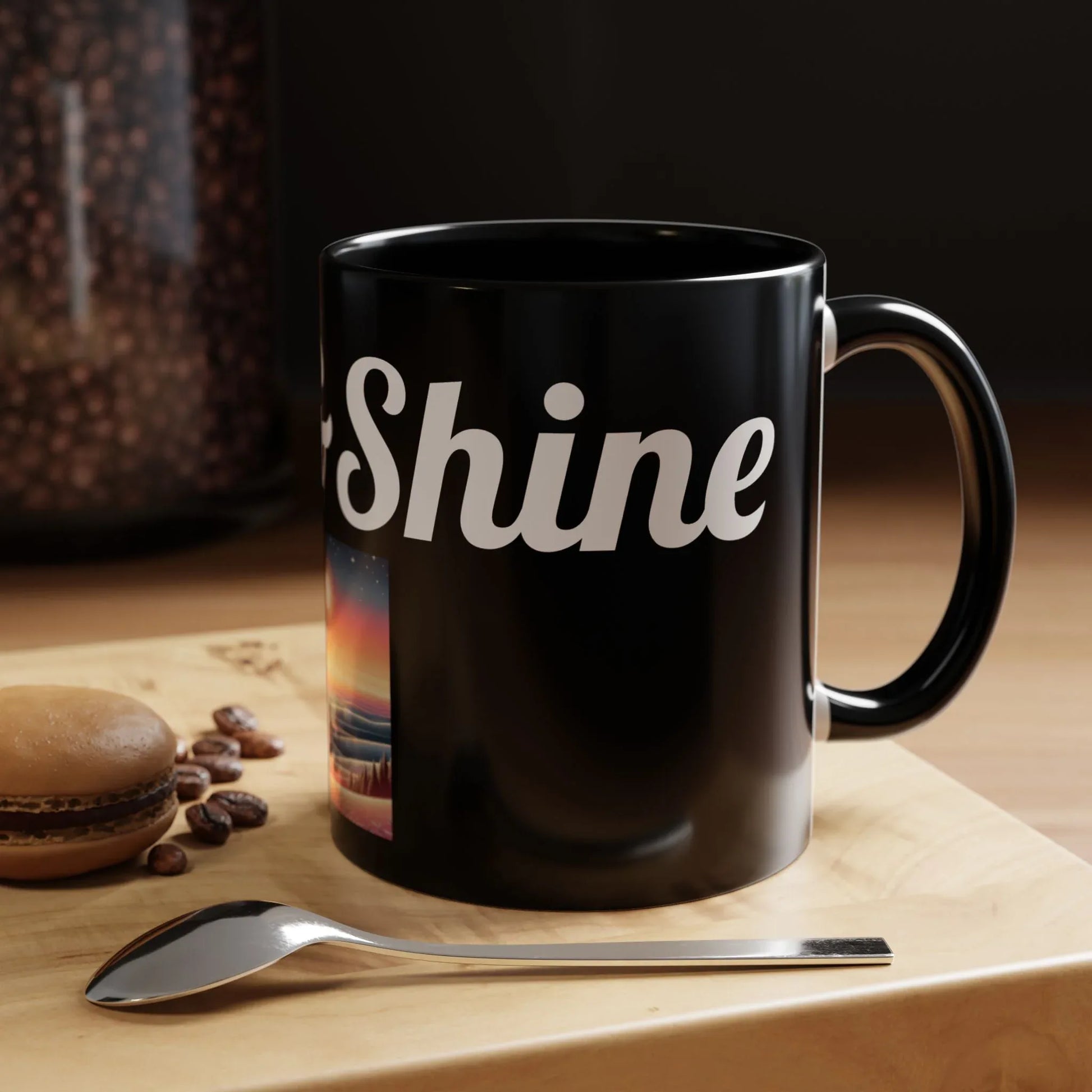 Rise & Shine Accent Coffee Mug - Motivational Black Mug for Morning Boost - RizQ Life 