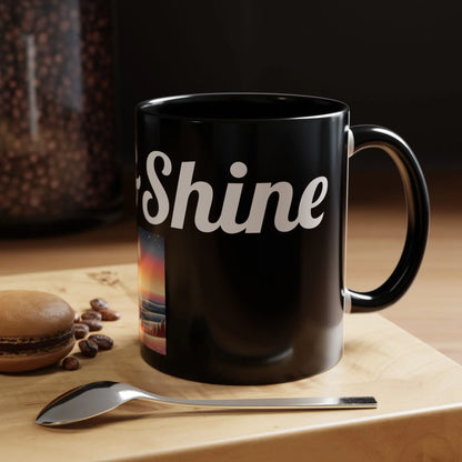 Rise & Shine Accent Coffee Mug - Motivational Black Mug for Morning Boost - RizQ Life 