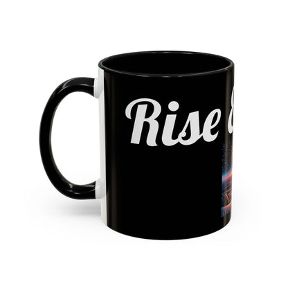 Rise & Shine Accent Coffee Mug - Motivational Black Mug for Morning Boost - RizQ Life 
