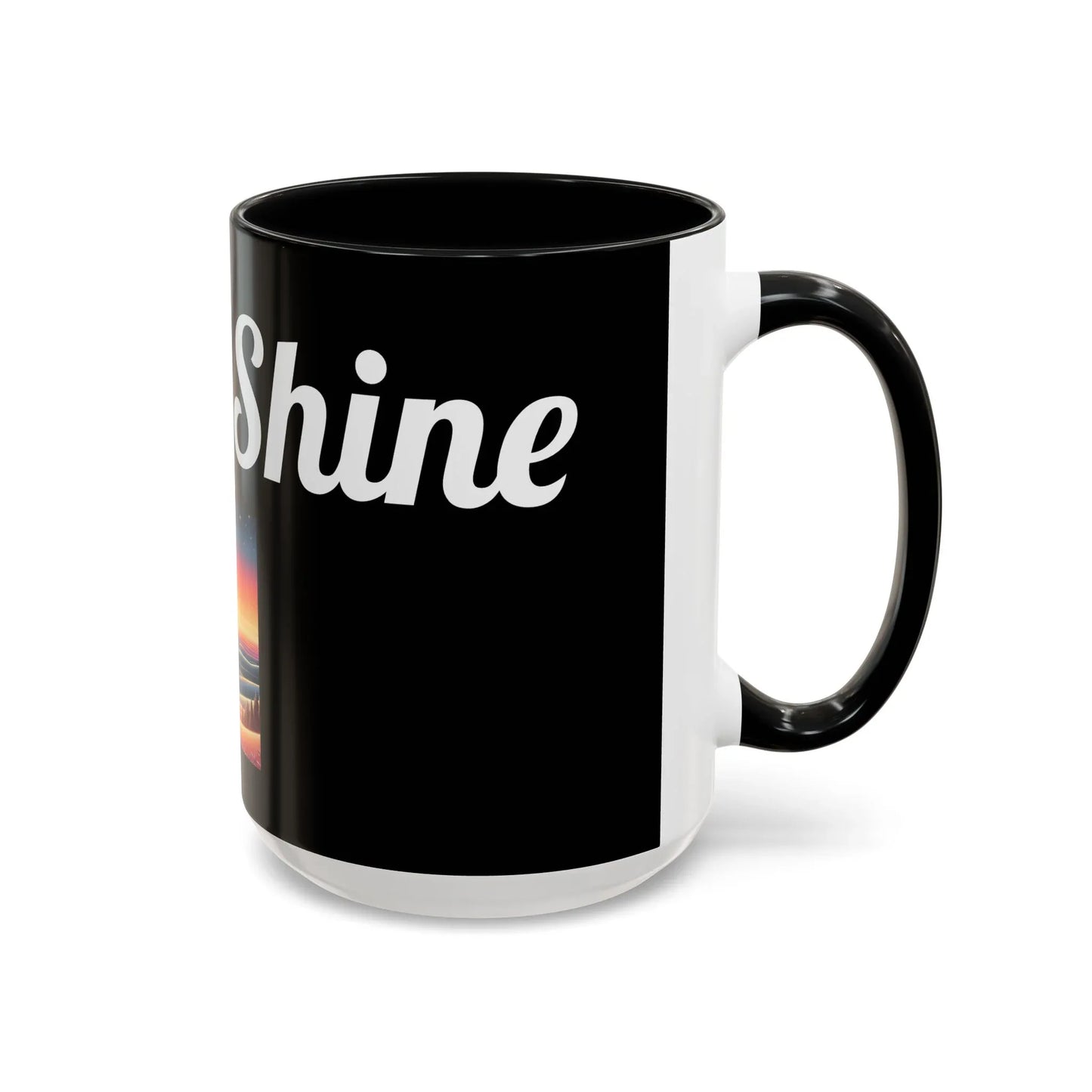 Rise & Shine Accent Coffee Mug - Motivational Black Mug for Morning Boost - RizQ Life 