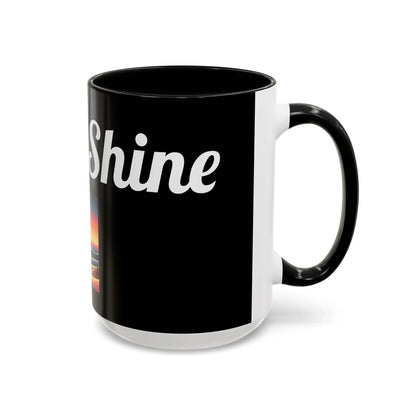 Rise & Shine Accent Coffee Mug - Motivational Black Mug for Morning Boost - RizQ Life 