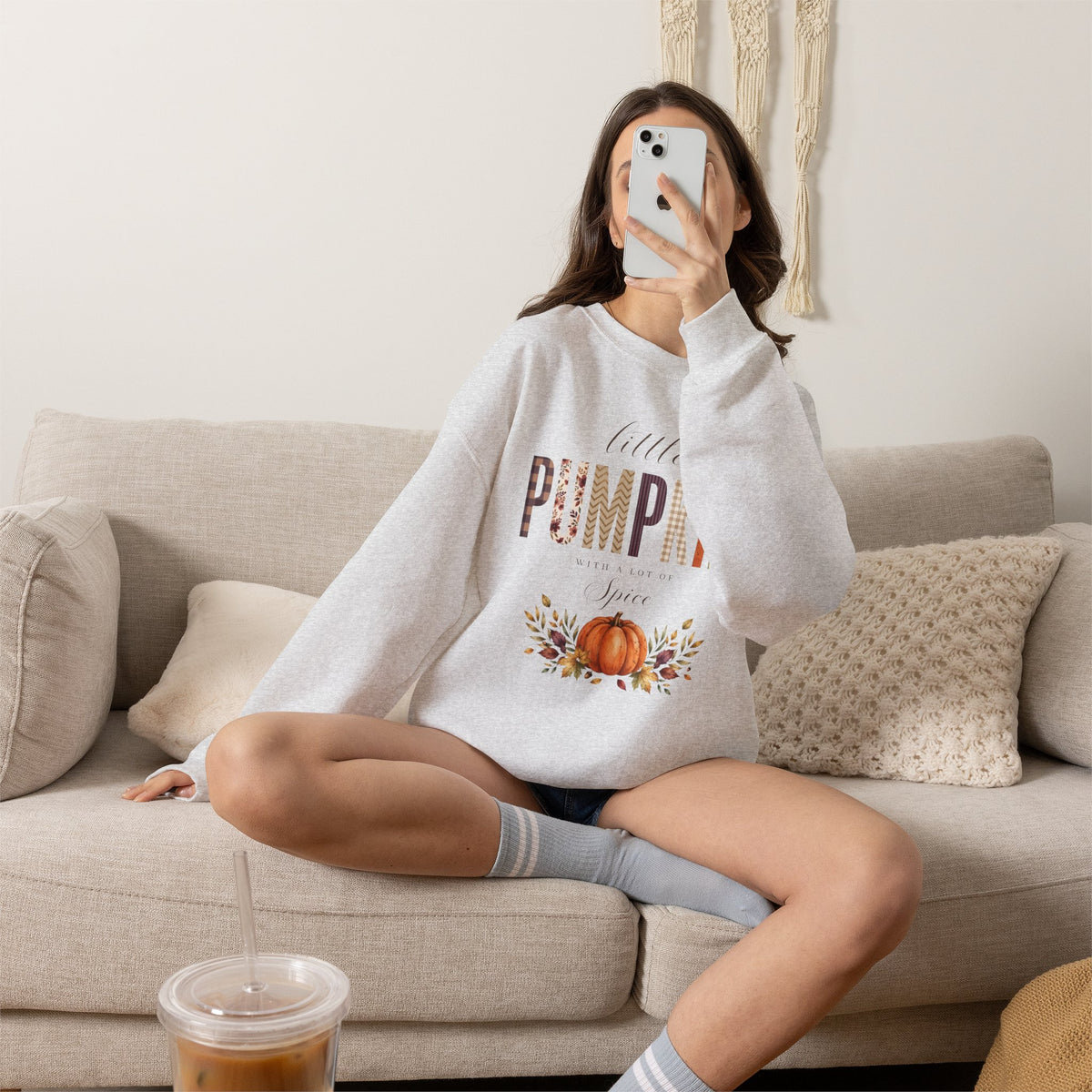 Little Pumpkin With A Little Spice" Sweatshirt – Cozy Fall Plaid & Watercolor Pumpkin Crewneck