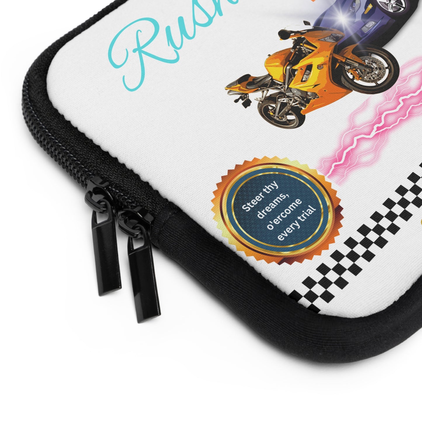 Racing-Themed Laptop Sleeve, Gift for Car Enthusiasts, Protective Case, Personalized Tech Accessory, Ideal for Students, Birthdays