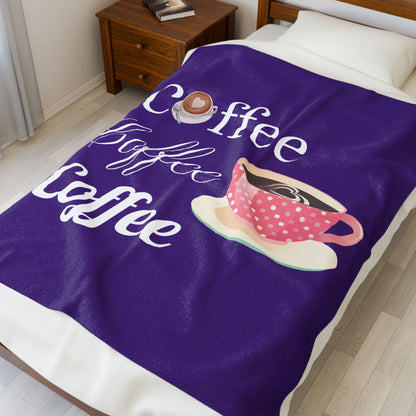 Coffee Lover Velveteen Blanket - Cozy Throw for Warmth, Gift for Him/Her, Coffee Decor, Home Essentials, Snuggle Time