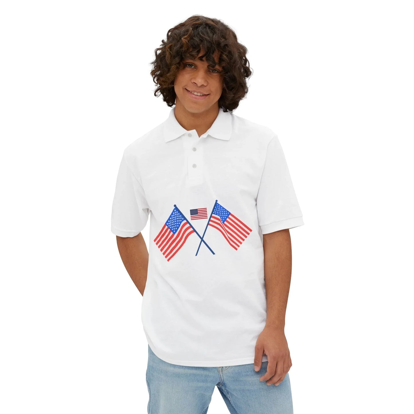 Men's USA Flag Piqué Polo Shirt - Patriotic Design - RizQ Life 