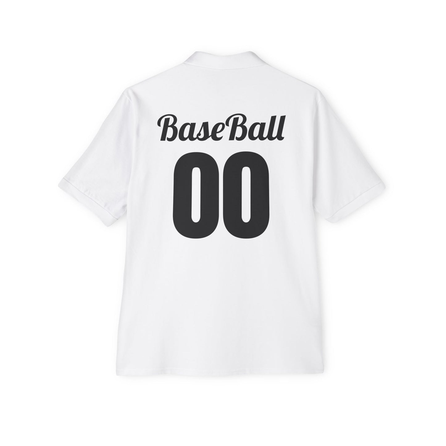 Men's Baseball Piqué Polo - Baseball with Graphic Bat and Ball Design