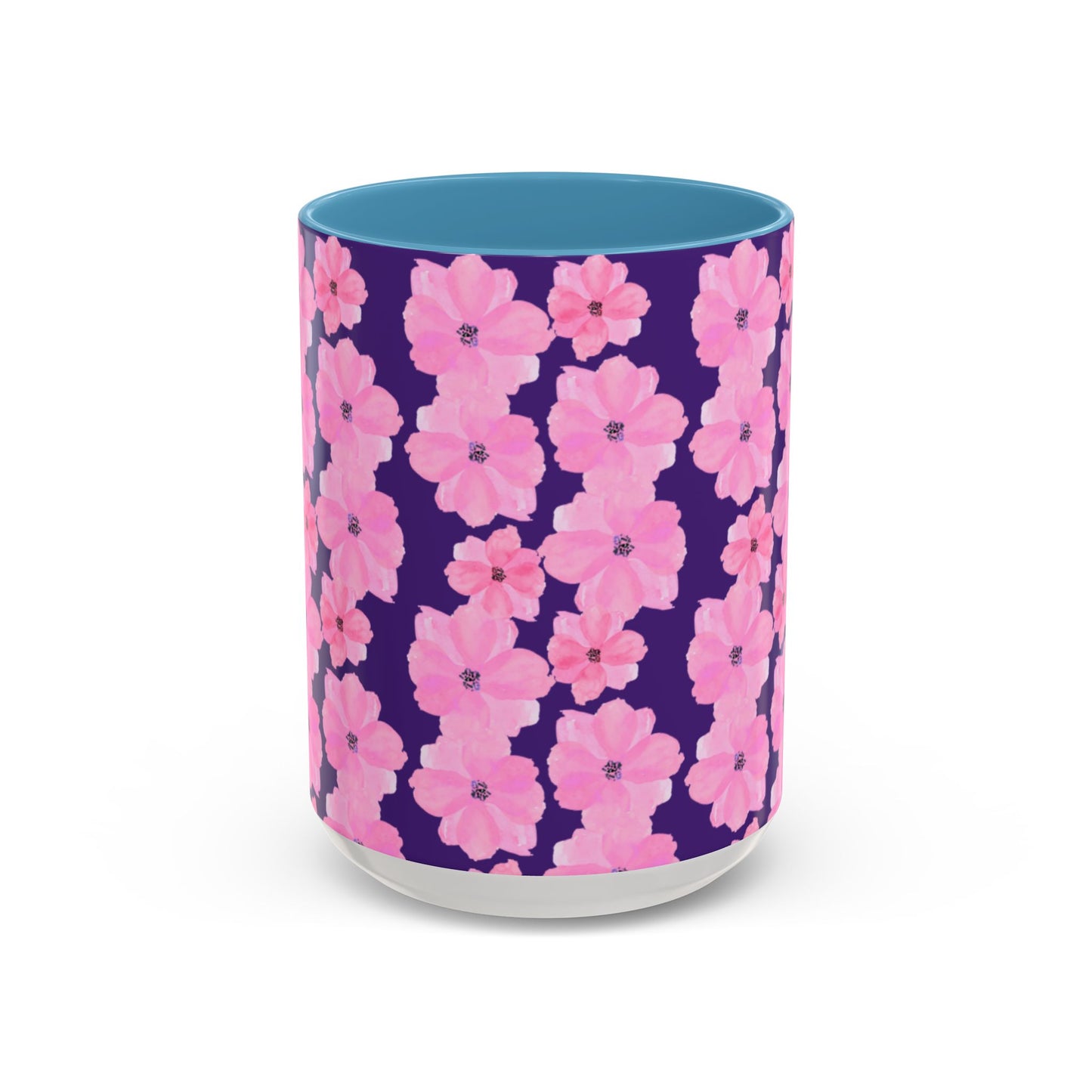 Chic Floral Coffee Mug - Pink Blossoms on Dark Background