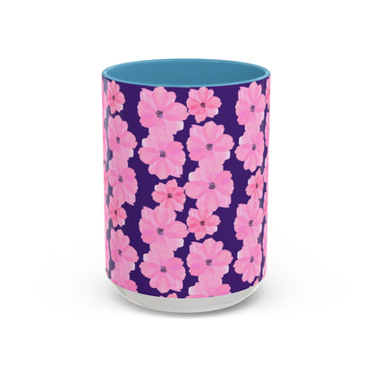 Chic Floral Coffee Mug - Pink Blossoms on Dark Background
