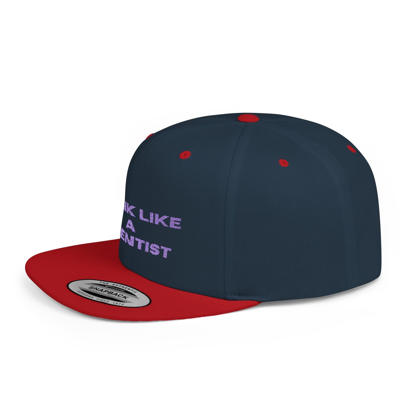 Think Like A Scientist Snapback Cap – Trendy flat bill hat for science lovers, STEM enthusiasts, and geeky gifts. Perfect for casual wear & conventions.