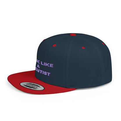 Think Like A Scientist Snapback Cap – Trendy flat bill hat for science lovers, STEM enthusiasts, and geeky gifts. Perfect for casual wear & conventions.