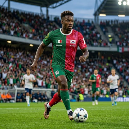 Mexico vs Korea Split-Flag Soccer Jersey — Custom Name & Number
