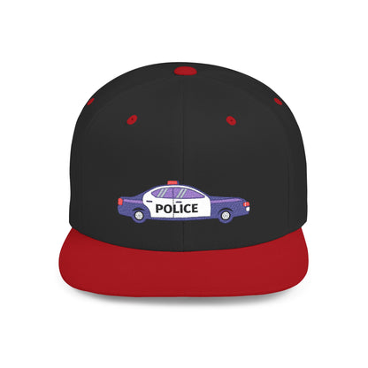 Police Car Snapback Cap – adjustable streetwear hat for adults, perfect car enthusiast gift and urban fashion accessory.