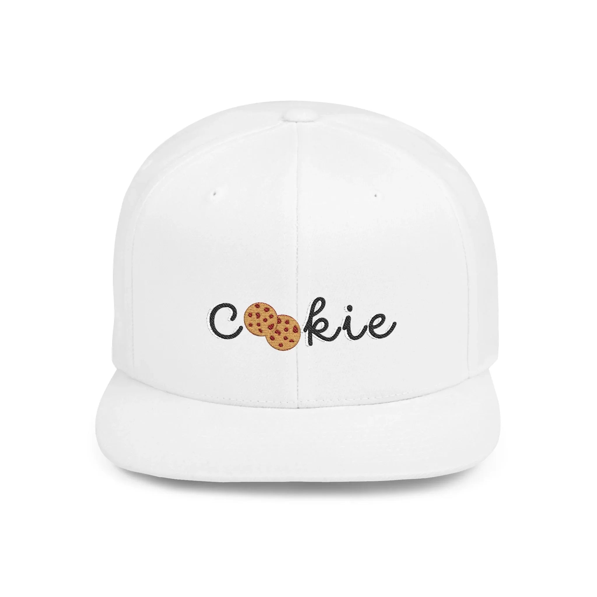 Trendy Cookie Flat Bill Snapback Cap – Adjustable, stylish hat for cookie lovers. Perfect gift for adults, birthdays, holidays, and streetwear fashion. - RizQ Life 