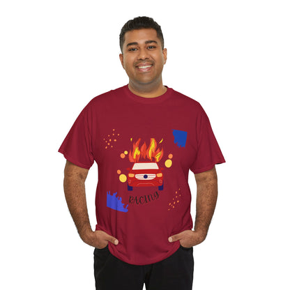 Unisex Racing Graphic T-Shirt – Heavy Cotton Car Racing Tee for Men & Women, Casual Motorsport Fan Shirt, Short Sleeve Top, Sizes S-5XL