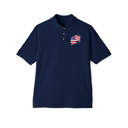 Polo Shirt with American Flag Emblem - Casual Comfort for Every Occasion
