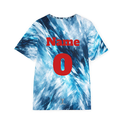 Custom Blue Tie-Dye Team Jersey — Personalized Name & Number Sports Shirt