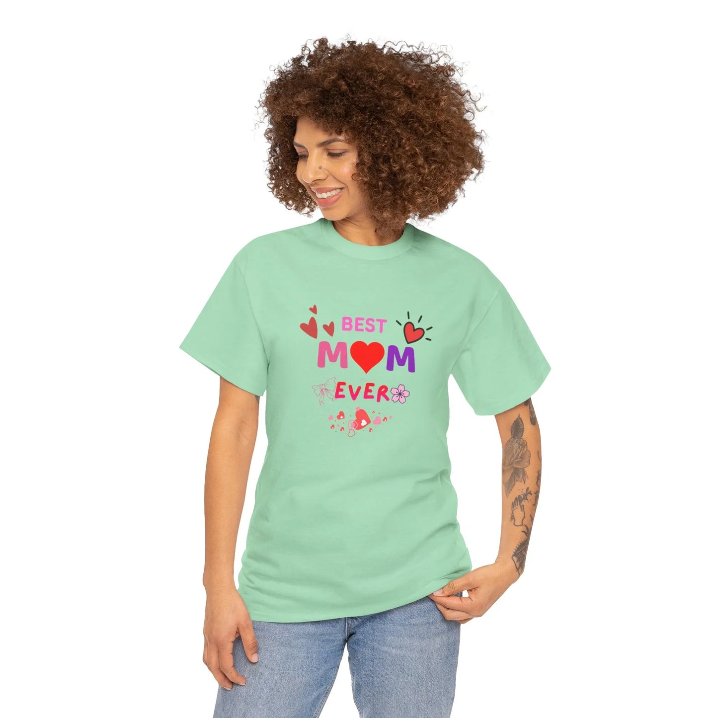 Best Mom Ever Mother’s Day T-Shirt - Aesthetic Heart & Bow Graphic Tee
