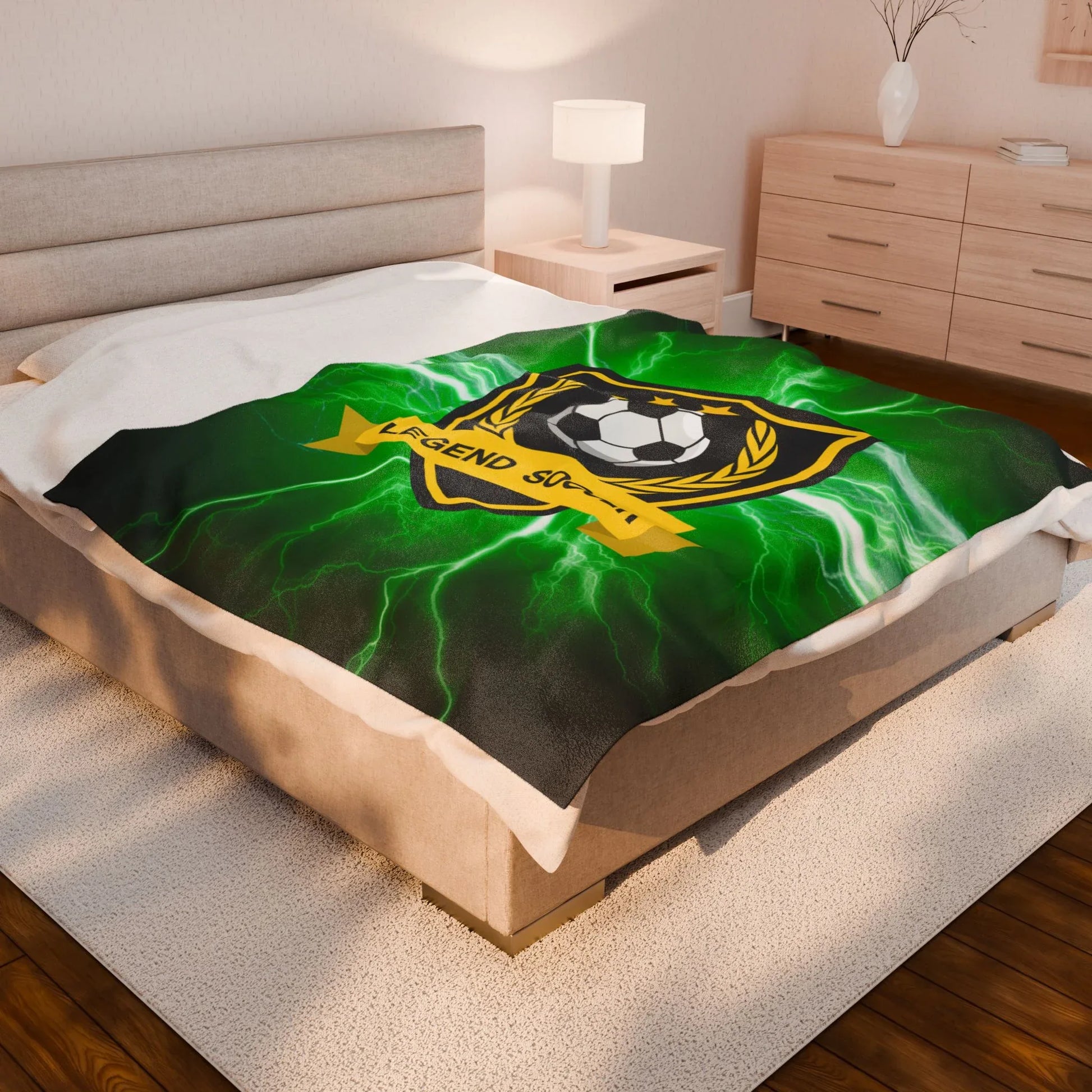 Soccer Legend Plush Blanket | Soft Throw for Sports Fans, Cozy Decor, Gift for Athletes, Soccer-themed Home, Kids Room - RizQ Life 