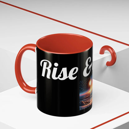 Rise & Shine Accent Coffee Mug - Motivational Black Mug for Morning Boost - RizQ Life 