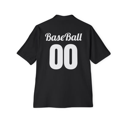 Men's Baseball Piqué Polo - Baseball with Graphic Bat and Ball Design