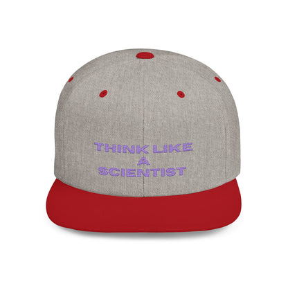 Think Like A Scientist Snapback Cap – Trendy flat bill hat for science lovers, STEM enthusiasts, and geeky gifts. Perfect for casual wear & conventions.