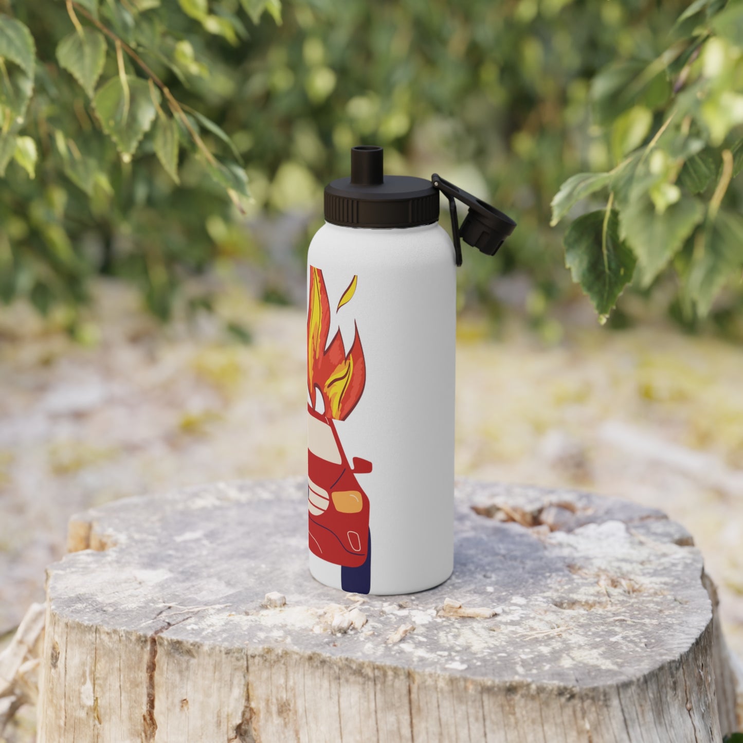 Kids Water Bottle - Fire Car Design