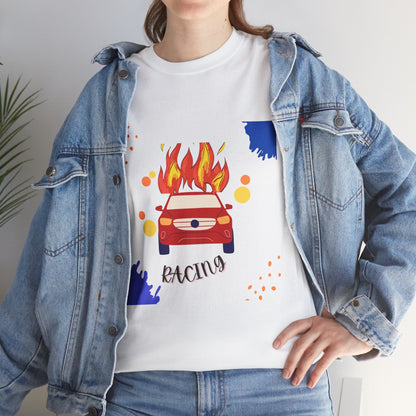 تي شيرت سباقات جرافيكي للجنسين - تي شيرت سباقات سيارات من القطن الثقيل للرجال والنساء، تي شيرت كاجوال لمشجعي رياضة السيارات، بأكمام قصيرة، مقاسات S-5XL