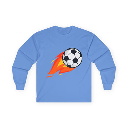 Flaming Soccer Ball Long Sleeve Tee - Sports Lovers Shirt - RizQ Life 