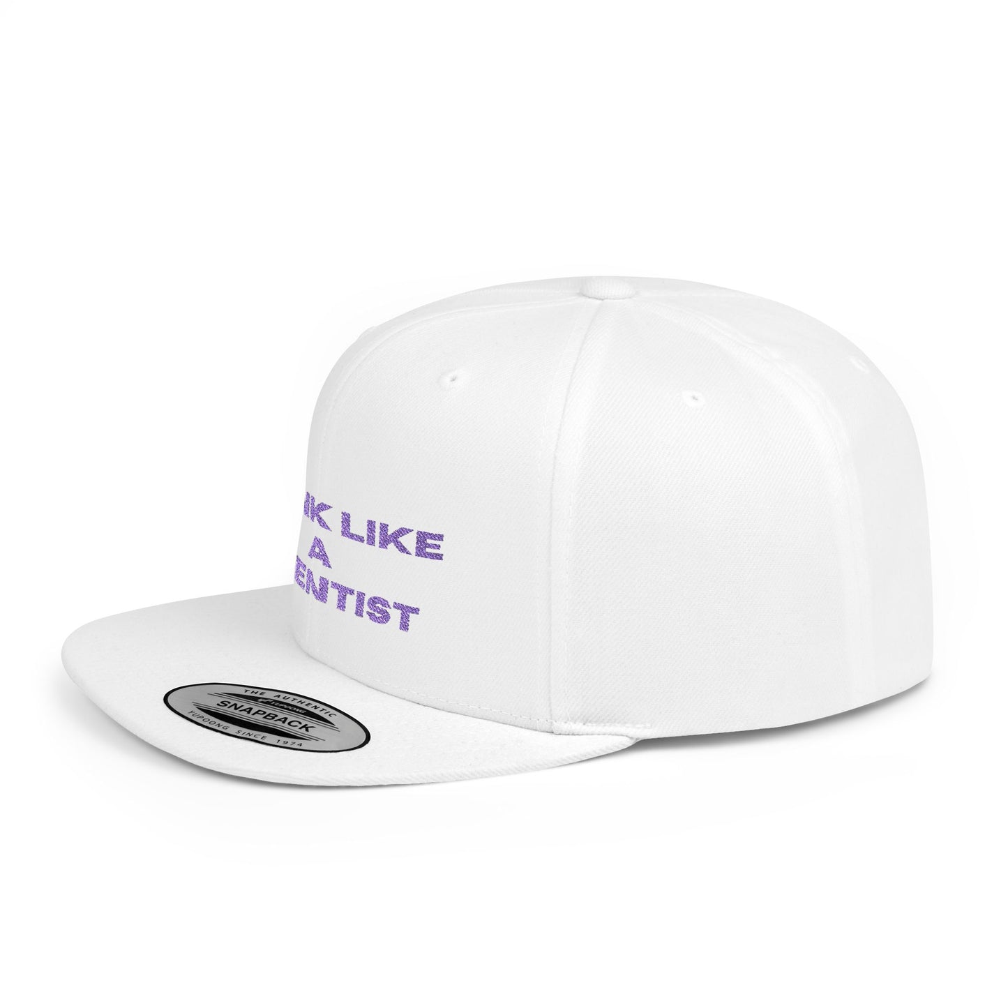 Think Like A Scientist Snapback Cap – Trendy flat bill hat for science lovers, STEM enthusiasts, and geeky gifts. Perfect for casual wear & conventions.
