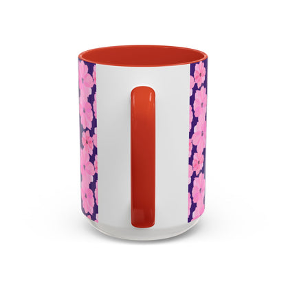 Chic Floral Coffee Mug - Pink Blossoms on Dark Background