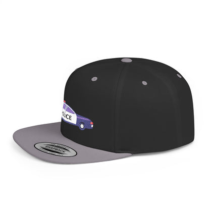 Police Car Snapback Cap – adjustable streetwear hat for adults, perfect car enthusiast gift and urban fashion accessory.