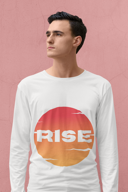 Sunrise RISE Long Sleeve Tee - Motivational Unisex Cotton Shirt for Inspiration