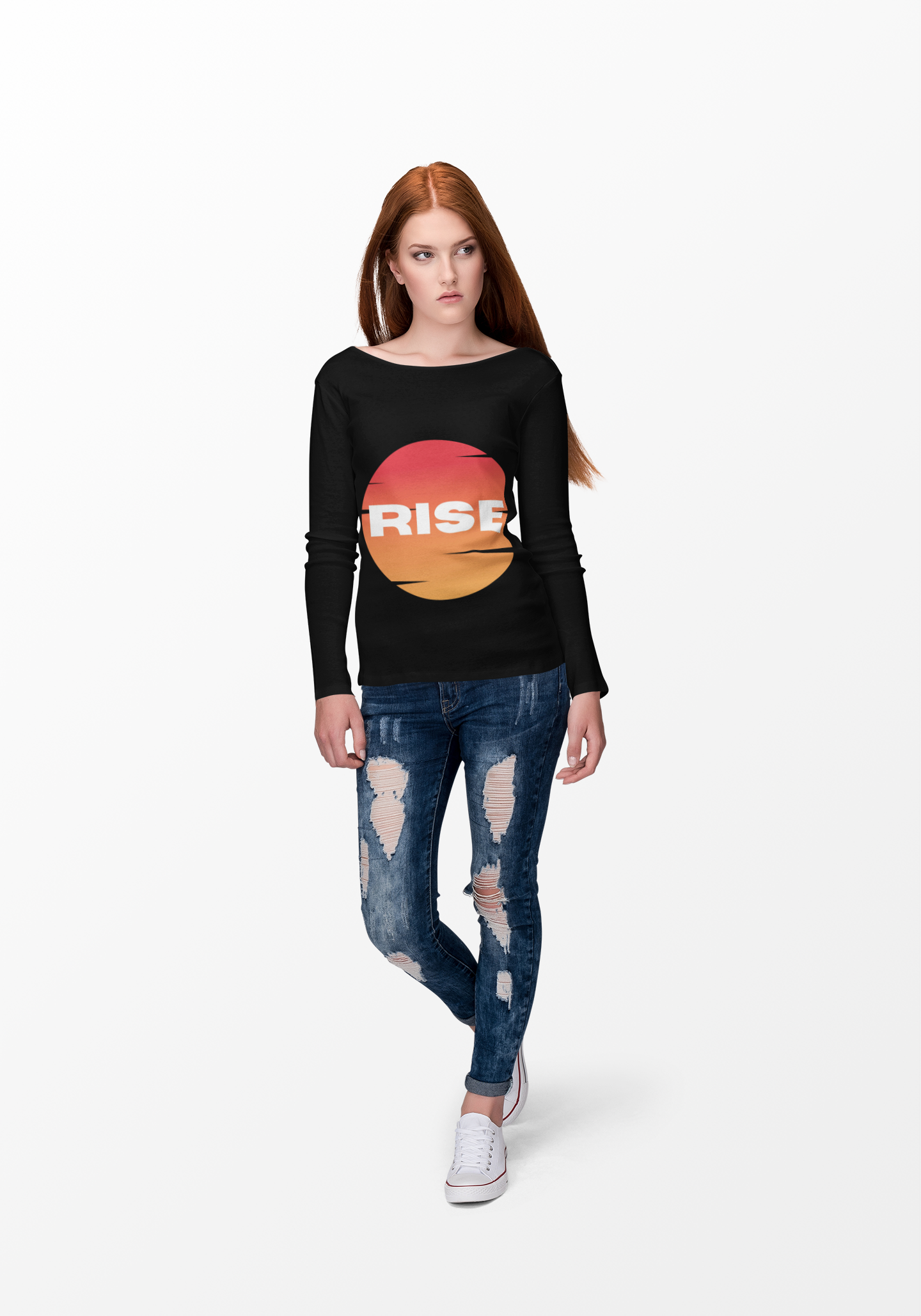 Sunrise RISE Long Sleeve Tee - Motivational Unisex Cotton Shirt for Inspiration