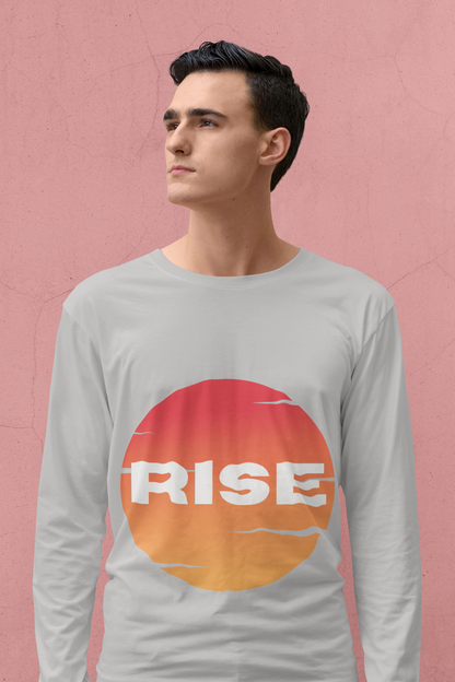 Sunrise RISE Long Sleeve Tee - Motivational Unisex Cotton Shirt for Inspiration