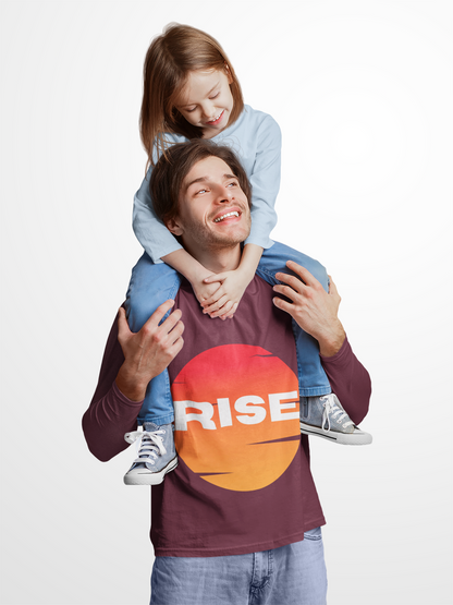 Sunrise RISE Long Sleeve Tee - Motivational Unisex Cotton Shirt for Inspiration