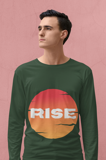 Sunrise RISE Long Sleeve Tee - Motivational Unisex Cotton Shirt for Inspiration