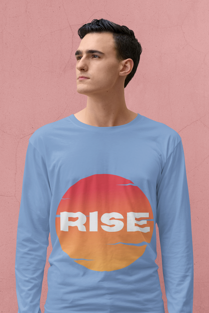 Sunrise RISE Long Sleeve Tee - Motivational Unisex Cotton Shirt for Inspiration