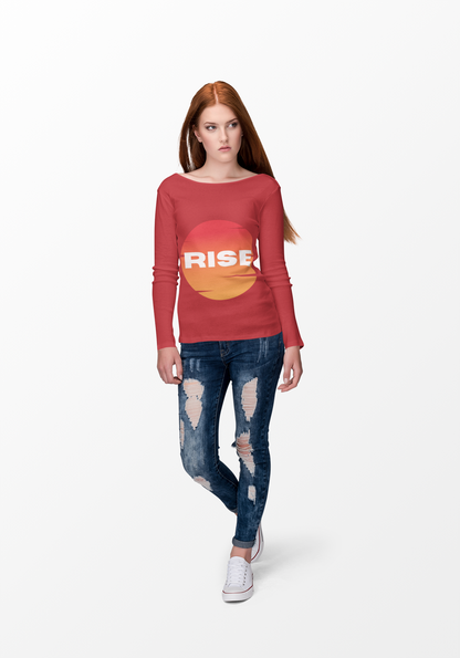 Sunrise RISE Long Sleeve Tee - Motivational Unisex Cotton Shirt for Inspiration