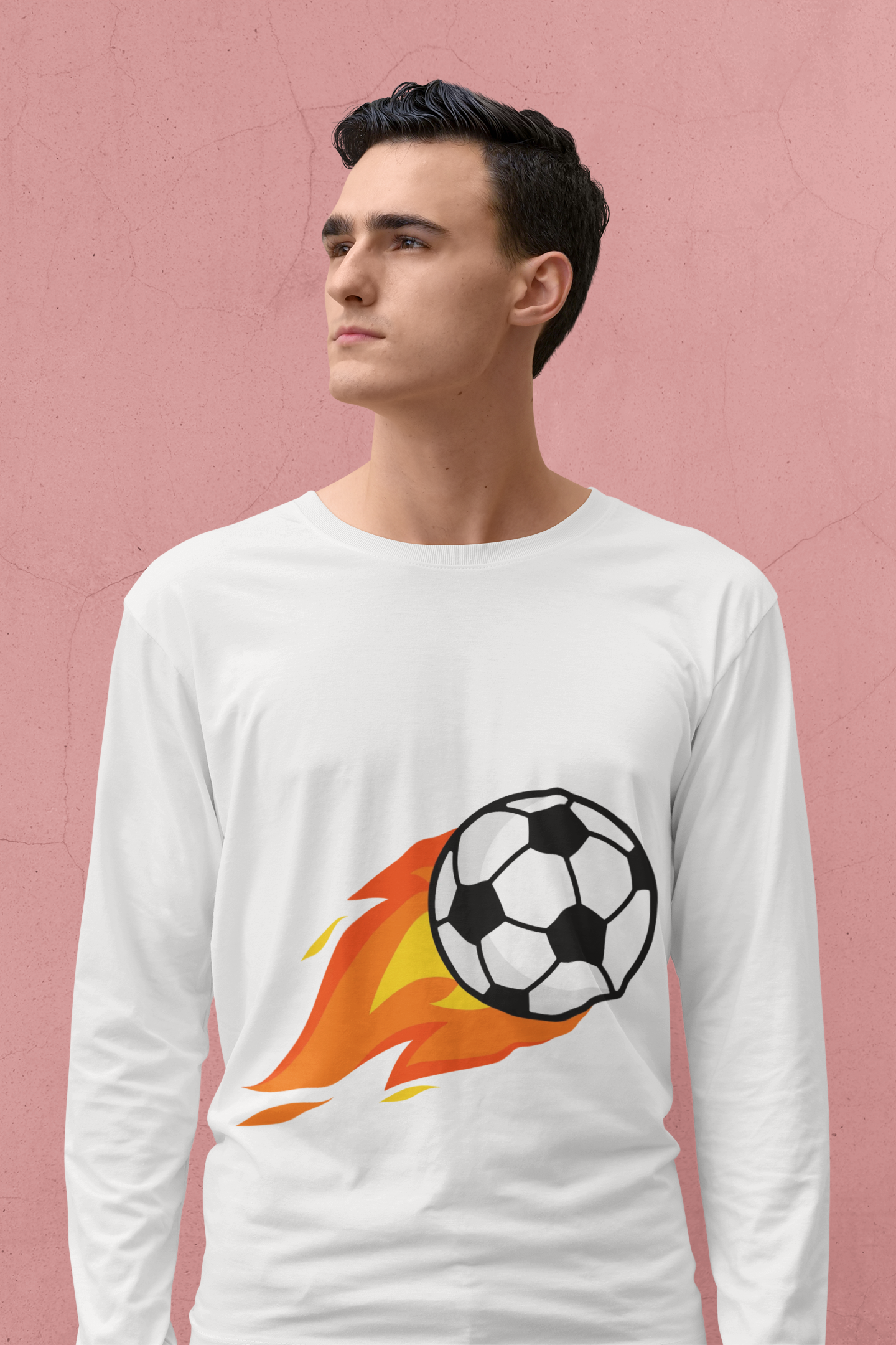 Flaming Soccer Ball Long Sleeve Tee - Sports Lovers Shirt